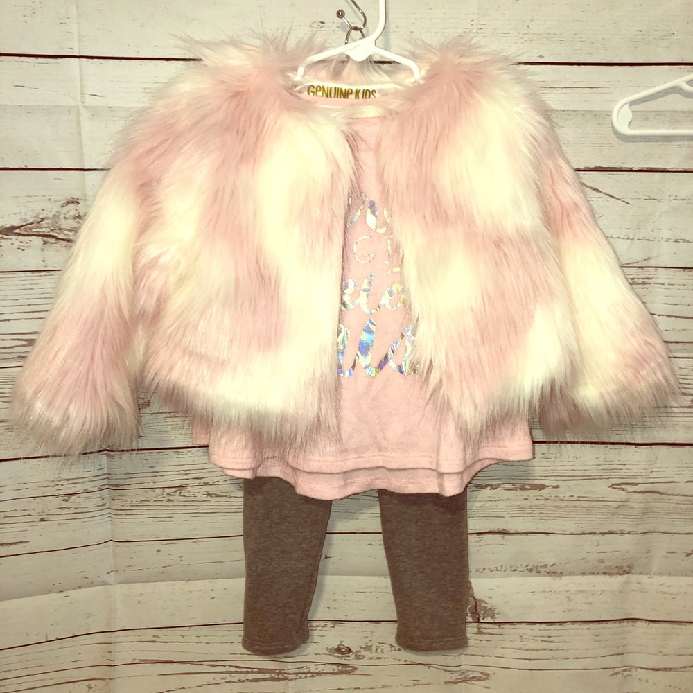 2T girls fur jacket with outfit